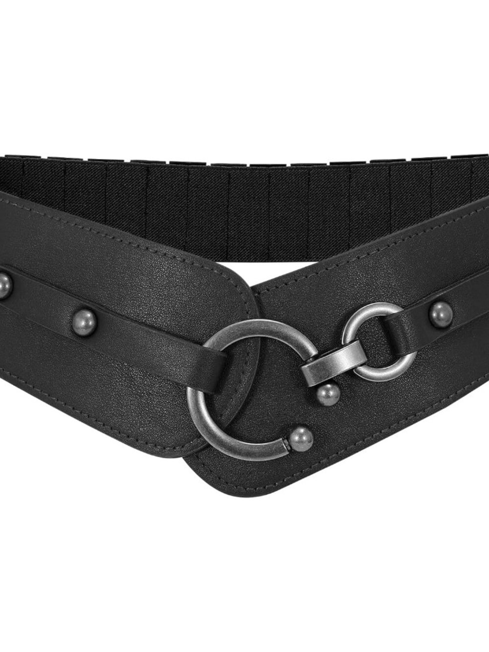 Women Vintage Wide Elastic Thick Stretch Belt with Interlock Buckle for Dress